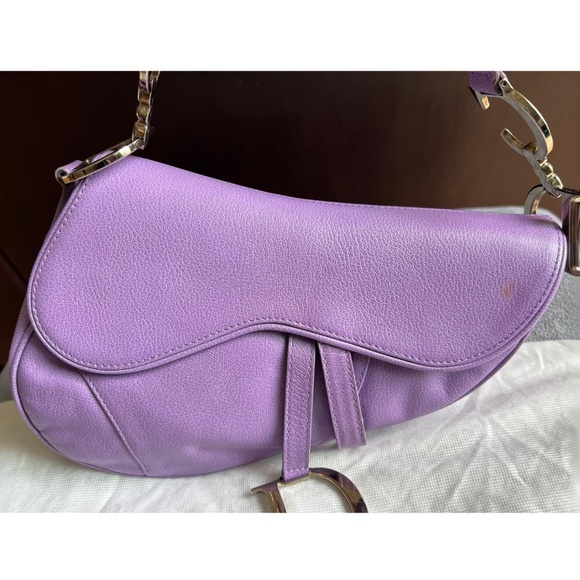 Vintage Christian Dior Lavender Leather Saddle Bag - Picture 2 of 15